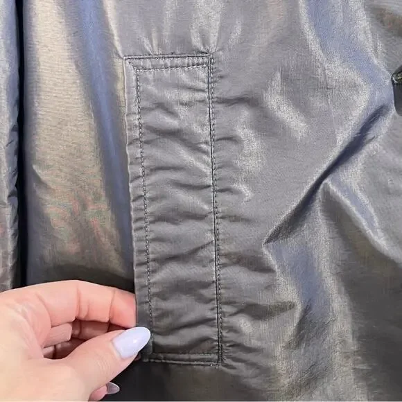 Weatherproof Gray Iridescent Trench Belted Raincoat Jacket Size M - Picture 6 of 13